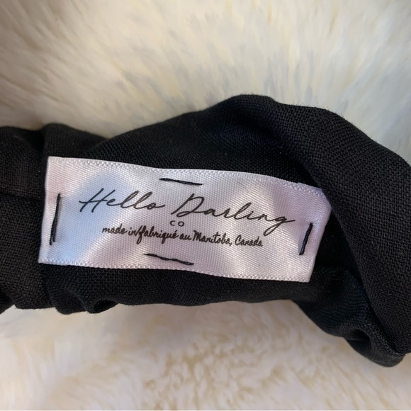 NWT Linen knotted headwrap headband black slow fashion Canadian maker new - Picture 5 of 9